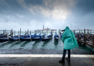 gondole, venezia, fotografo, acqua, verde, mare, porto, maltempo